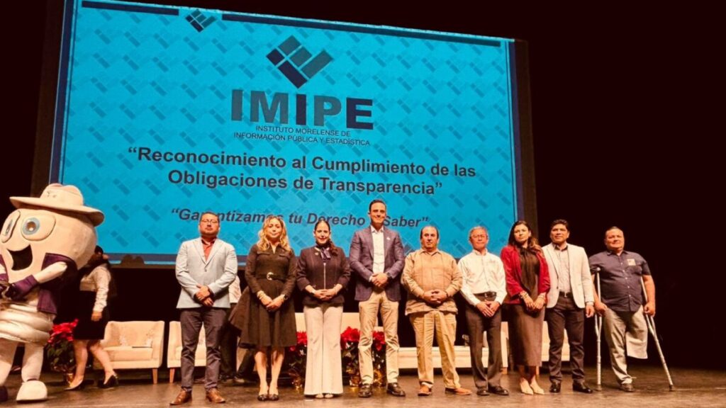 Dependencias de Morelos reciben reconocimiento del IMIPE por fortalecer la transparencia pública