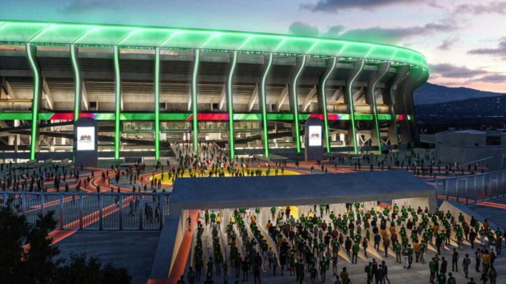 Estadio iluminado que representa los partidos del Mundial 2026 programados en México