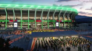Estadio iluminado que representa los partidos del Mundial 2026 programados en México