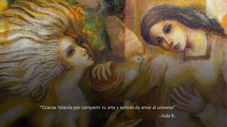 Yolanda Quijano en exposición artística con pintura y escultura en Morelos mostrando su trayectoria cultural