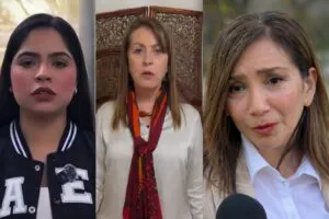 Imagen compuesta con Adriana Guadarrama Salgado de la FEUM, Viridiana León Hernández rectora de la UAEM y Margarita González Saravia gobernadora de Morelos en el contexto del debate por violencia contra mujeres en el estado.
