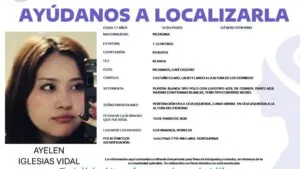 Ficha de búsqueda de Ayelen Iglesias Vidal estudiante del Cobaem desaparecida en Cuernavaca Morelos difundida por autoridades