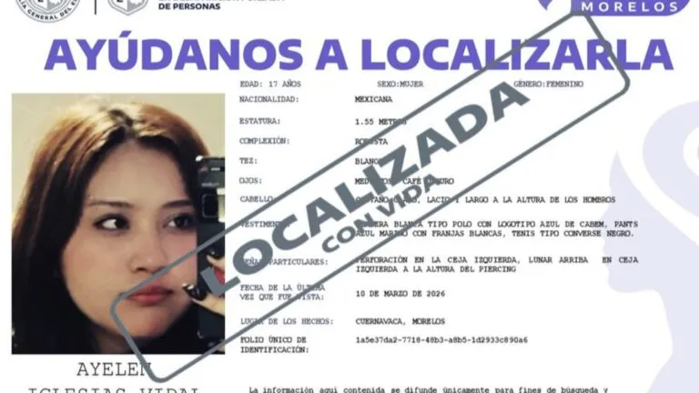 caso de Ayelen Iglesias en Cuernavaca tras ser localizada con vida luego de varios días desaparecida en Morelos