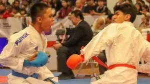 Competidores de karate de Morelos durante pruebas de la Olimpiada Nacional Conade 2026 en Puebla