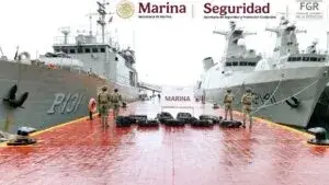 Decomiso de cocaína frente a Guerrero durante un operativo de la Secretaría de Marina en aguas del Pacífico