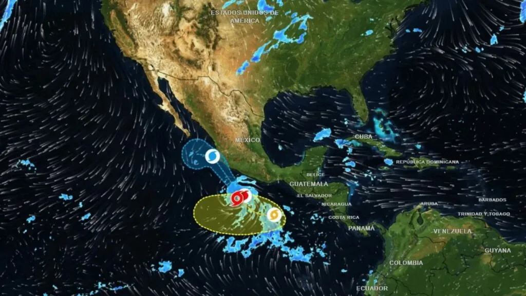 Huracán Trudy de categoría 3 frente a las costas del Pacífico mexicano